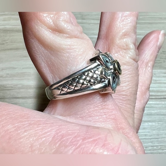 Nancy & David Sterling Silver & 14K Gold Blue Topaz & Sapphire Ring, Size 8 - Picture 9 of 10